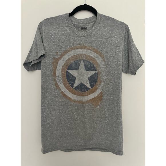 Marvel Graphic Tee Shield Small T-Shirt Logo Licensed Soft Gray Unisex Men Women - Picture 1 of 4